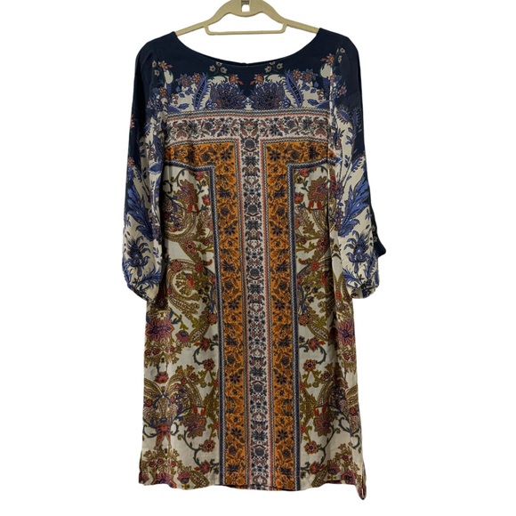 Anthropologie Dresses & Skirts - Anthropologie Maeve Barcelona Silk Dress Boho Hippie Shift Size 0 Bell Sleeve‎